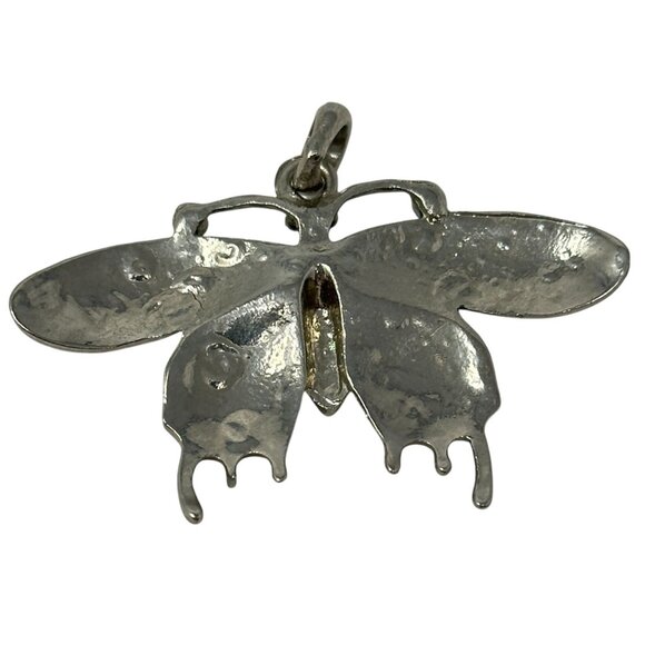 Butterfly Pendant With Colorful Enamel Wings Silver-Tone Metal Base - Picture 3 of 5